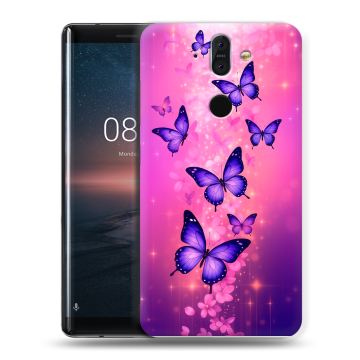Силиконовый чехол на Nokia 8 Sirocco с принтом Бабочки Силиконовый чехол на Nokia 8 Sirocco с принтом Бабочки