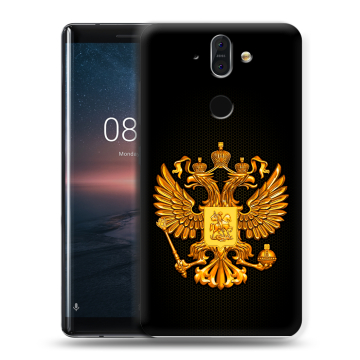 Силиконовый чехол на Nokia 8 Sirocco с принтом Герб России желтый Силиконовый чехол на Nokia 8 Sirocco с принтом Герб России желтый