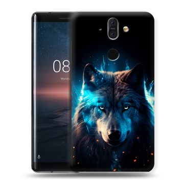 Силиконовый чехол на Nokia 8 Sirocco с принтом Волк ночной Силиконовый чехол на Nokia 8 Sirocco с принтом Волк ночной