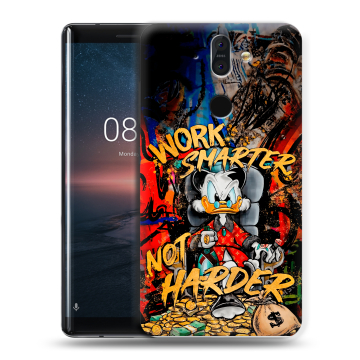 Силиконовый чехол на Nokia 8 Sirocco с принтом Дональд Дак Деньги Силиконовый чехол на Nokia 8 Sirocco с принтом Дональд Дак Деньги