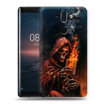 Силиконовый чехол на Nokia 8 Sirocco с принтом Скелет и карты Силиконовый чехол на Nokia 8 Sirocco с принтом Скелет и карты