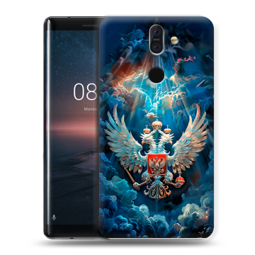 Силиконовый чехол на Nokia 8 Sirocco с принтом Герб флаг России Силиконовый чехол на Nokia 8 Sirocco с принтом Герб флаг России