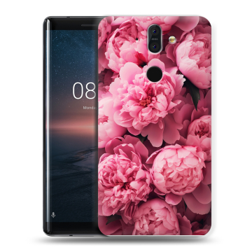 Силиконовый чехол на Nokia 8 Sirocco с принтом цветы пионы Силиконовый чехол на Nokia 8 Sirocco с принтом цветы пионы