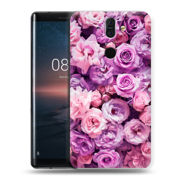 Силиконовый чехол на Nokia 8 Sirocco с принтом лавандовые розы Силиконовый чехол на Nokia 8 Sirocco с принтом лавандовые розы