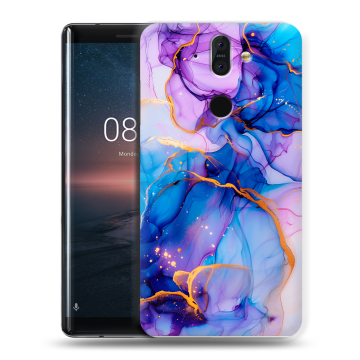 Силиконовый чехол на Nokia 8 Sirocco с принтом синий мрамор Силиконовый чехол на Nokia 8 Sirocco с принтом синий мрамор