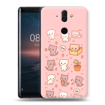 Силиконовый чехол на Nokia 8 Sirocco с принтом Hello Kitty Хелоу Кити Силиконовый чехол на Nokia 8 Sirocco с принтом Hello Kitty Хелоу Кити