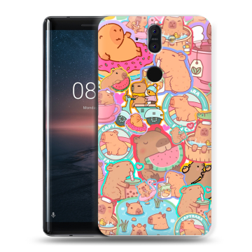 Силиконовый чехол на Nokia 8 Sirocco с принтом капибары Силиконовый чехол на Nokia 8 Sirocco с принтом капибары