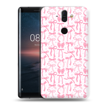 Силиконовый чехол на Nokia 8 Sirocco с принтом Розовые бантики Силиконовый чехол на Nokia 8 Sirocco с принтом Розовые бантики