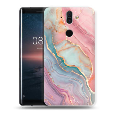 Силиконовый чехол на Nokia 8 Sirocco с принтом розовый мрамор Силиконовый чехол на Nokia 8 Sirocco с принтом розовый мрамор
