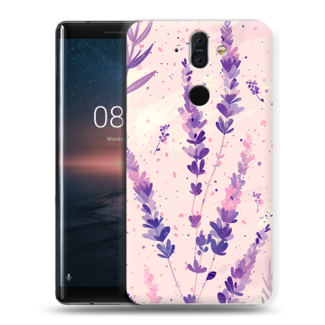 Силиконовый чехол на Nokia 8 Sirocco с принтом цветы лаванда Силиконовый чехол на Nokia 8 Sirocco с принтом цветы лаванда