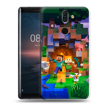 Силиконовый чехол на Nokia 8 Sirocco с принтом Майнкрафт Minecraft Силиконовый чехол на Nokia 8 Sirocco с принтом Майнкрафт Minecraft