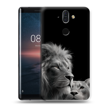 Силиконовый чехол на Nokia 8 Sirocco с принтом Лев кошки Силиконовый чехол на Nokia 8 Sirocco с принтом Лев кошки