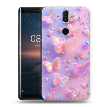 Силиконовый чехол на Nokia 8 Sirocco с принтом Бабочки Силиконовый чехол на Nokia 8 Sirocco с принтом Бабочки