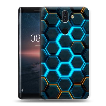 Силиконовый чехол на Nokia 8 Sirocco с принтом Неоновые соты Силиконовый чехол на Nokia 8 Sirocco с принтом Неоновые соты