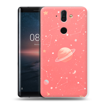Силиконовый чехол на Nokia 8 Sirocco с принтом Розовый космос Силиконовый чехол на Nokia 8 Sirocco с принтом Розовый космос