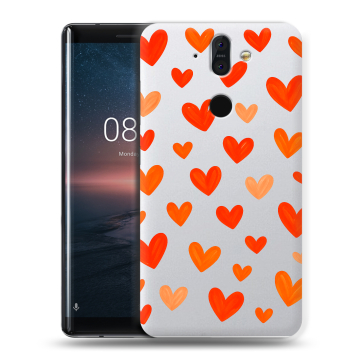 Силиконовый чехол на Nokia 8 Sirocco с принтом Сердечки Силиконовый чехол на Nokia 8 Sirocco с принтом Сердечки