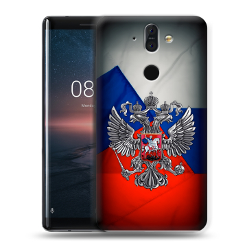 Силиконовый чехол на Nokia 8 Sirocco с принтом Флаг России Силиконовый чехол на Nokia 8 Sirocco с принтом Флаг России