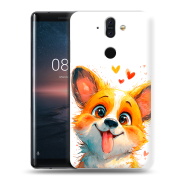 Силиконовый чехол на Nokia 8 Sirocco с принтом корги Силиконовый чехол на Nokia 8 Sirocco с принтом корги