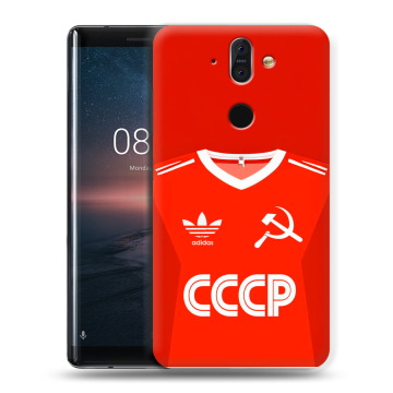 Силиконовый чехол на Nokia 8 Sirocco с принтом Флаг Герб СССР Силиконовый чехол на Nokia 8 Sirocco с принтом Флаг Герб СССР
