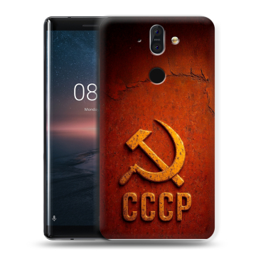 Силиконовый чехол на Nokia 8 Sirocco с принтом Флаг Герб СССР Силиконовый чехол на Nokia 8 Sirocco с принтом Флаг Герб СССР