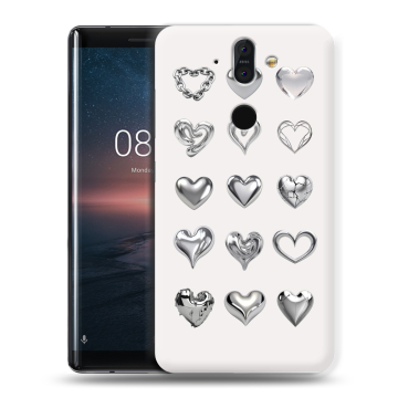Силиконовый чехол на Nokia 8 Sirocco с принтом Y2K сердечки Силиконовый чехол на Nokia 8 Sirocco с принтом Y2K сердечки