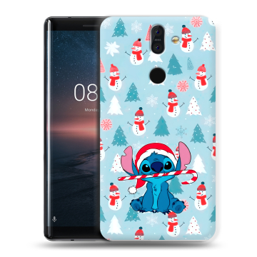 Силиконовый чехол на Nokia 8 Sirocco с принтом Стич Новый год
