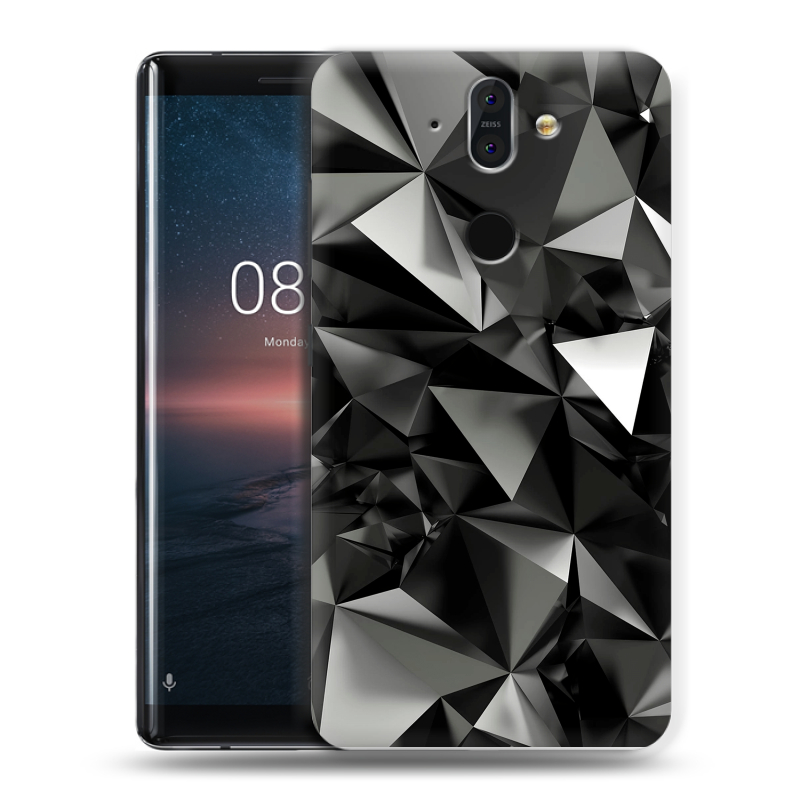 Силиконовый чехол на Nokia 8 Sirocco с принтом Черные кристаллы Силиконовый чехол на Nokia 8 Sirocco с принтом Черные кристаллы