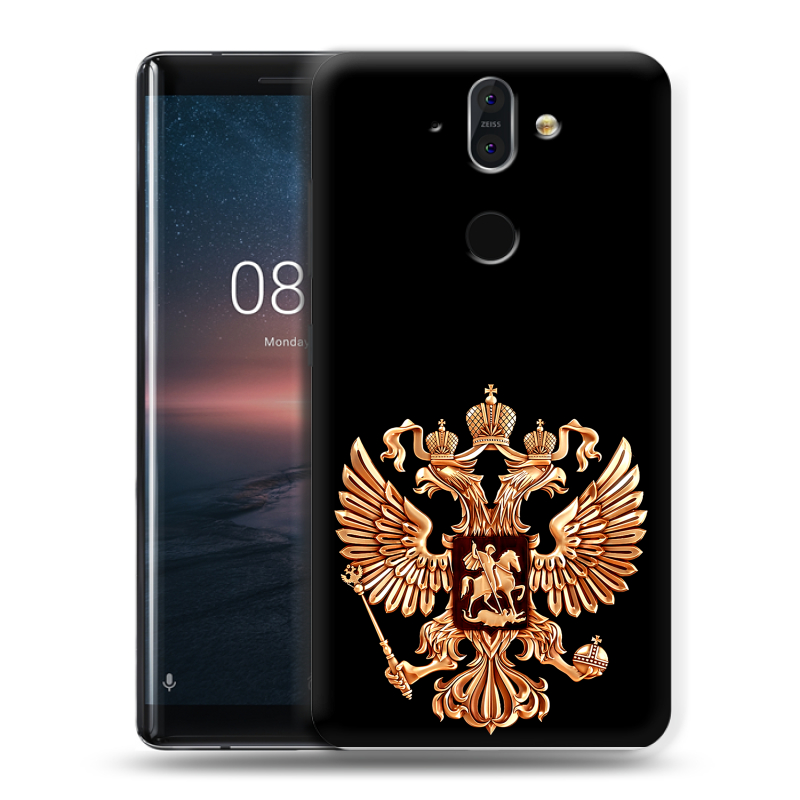 Силиконовый чехол на Nokia 8 Sirocco с принтом Герб России золотой Силиконовый чехол на Nokia 8 Sirocco с принтом Герб России золотой