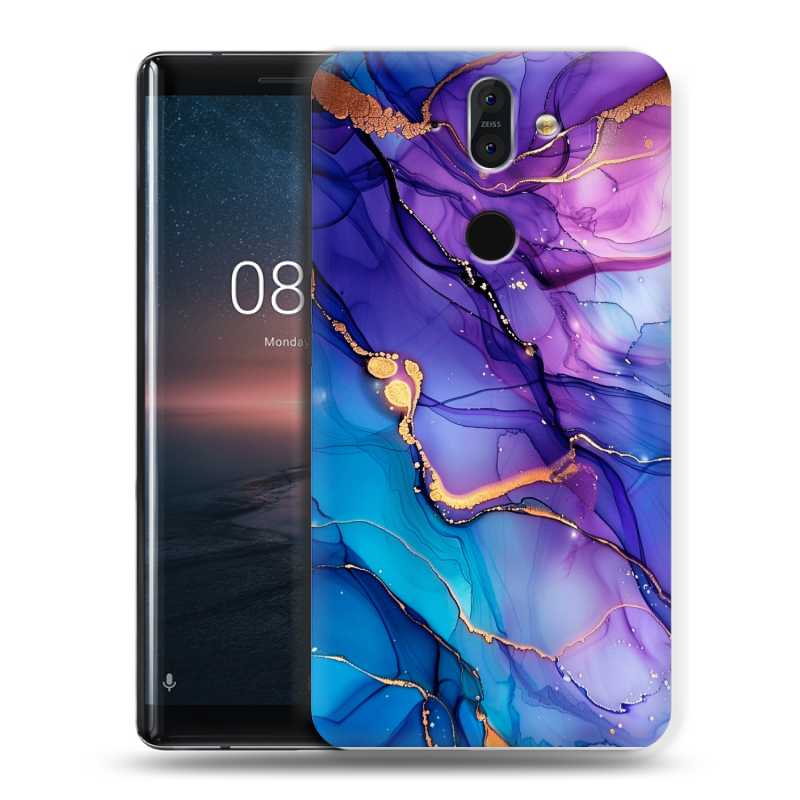 Силиконовый чехол на Nokia 8 Sirocco с принтом синий мрамор Силиконовый чехол на Nokia 8 Sirocco с принтом синий мрамор