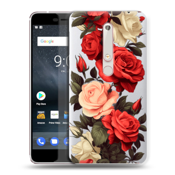 Пластиковый чехол на Nokia 6 (2018) с принтом Розы