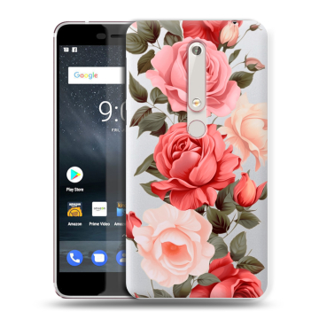 Пластиковый чехол на Nokia 6 (2018) с принтом Розы