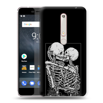 Пластиковый чехол на Nokia 6 (2018) с принтом Поцелуй скелетов