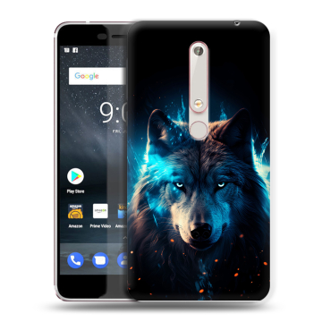 Пластиковый чехол на Nokia 6 (2018) с принтом Волк ночной Пластиковый чехол на Nokia 6 (2018) с принтом Волк ночной