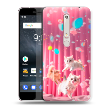 Пластиковый чехол на Nokia 6 (2018) с принтом милые котики