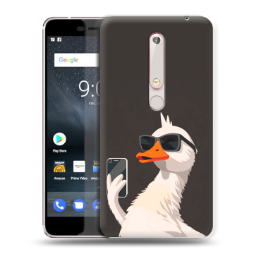 Пластиковый чехол на Nokia 6 (2018) с принтом утка в очках