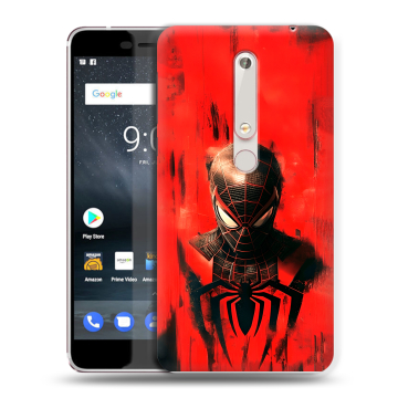 Пластиковый чехол на Nokia 6 (2018) с принтом человек паук spiderman