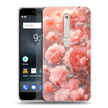 Пластиковый чехол на Nokia 6 (2018) с принтом Розы цветы