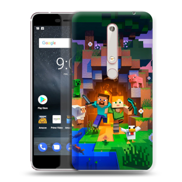 Пластиковый чехол на Nokia 6 (2018) с принтом Майнкрафт Minecraft Пластиковый чехол на Nokia 6 (2018) с принтом Майнкрафт Minecraft