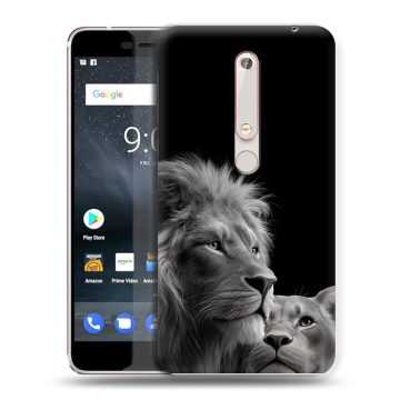 Пластиковый чехол на Nokia 6 (2018) с принтом Лев кошки