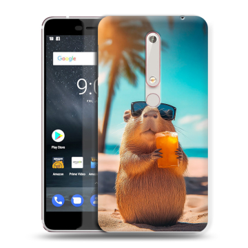 Пластиковый чехол на Nokia 6 (2018) с принтом Капибара Пластиковый чехол на Nokia 6 (2018) с принтом Капибара
