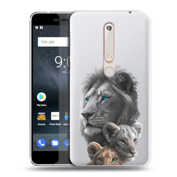 Пластиковый чехол на Nokia 6 (2018) с принтом Львы