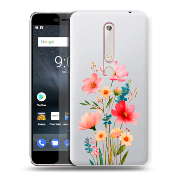 Пластиковый чехол на Nokia 6 (2018) с принтом Цветы