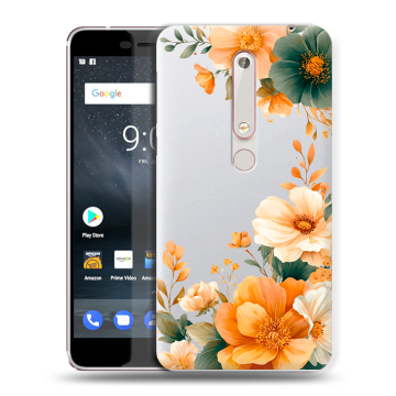 Пластиковый чехол на Nokia 6 (2018) с принтом Цветы принт