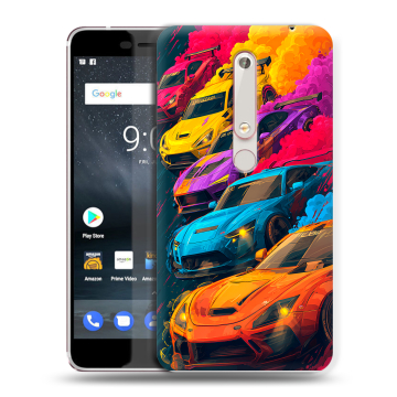 Пластиковый чехол на Nokia 6 (2018) с принтом Тачки