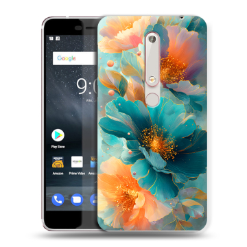 Пластиковый чехол на Nokia 6 (2018) с принтом Цветы
