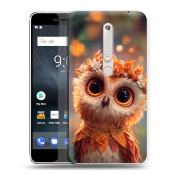 Пластиковый чехол на Nokia 6 (2018) с принтом Милая сова Пластиковый чехол на Nokia 6 (2018) с принтом Милая сова