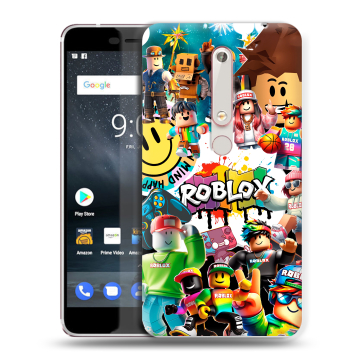 Пластиковый чехол на Nokia 6 (2018) с принтом Roblox Роблокс Пластиковый чехол на Nokia 6 (2018) с принтом Roblox Роблокс
