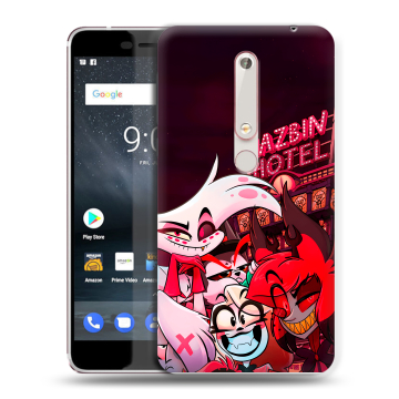 Пластиковый чехол на Nokia 6 (2018) с принтом Hazbin Hotel Отель Хазбин