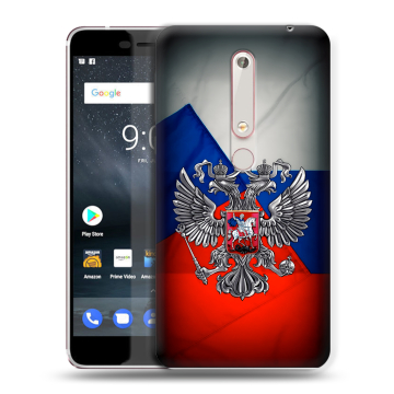 Пластиковый чехол на Nokia 6 (2018) с принтом Флаг России