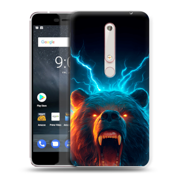 Пластиковый чехол на Nokia 6 (2018) с принтом Медведь Пластиковый чехол на Nokia 6 (2018) с принтом Медведь